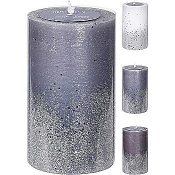 Свечка декоративная Pillar 9*15 см с глиттером (3 цвета в ассорт.), ACC682750 Свечка декоративная Pillar 9*15 см с глиттером (3 цвета в ассорт.), ACC682750