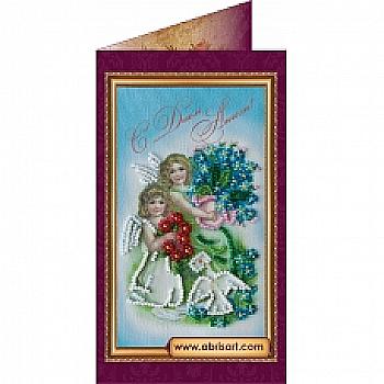 Набір для вишивки бісером "Листівка" З Днем ангела-2, AO-058 Набір для вишивки бісером "Листівка" З Днем ангела-2, AO-058