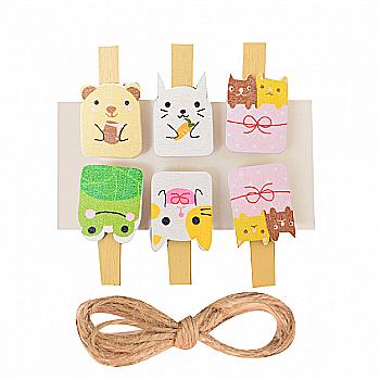 Набір прищіпок дерев`яних Cute animals 6 шт, 742499