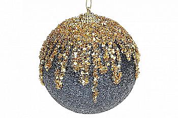 Куля ялинкова 10 см, синій з золотом, 182-228