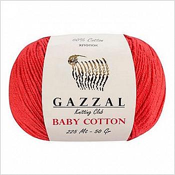 Пряжа Baby Cotton №3418 червоний бавовна 60% акрил 40% 50гр 165 м Пряжа Baby Cotton №3418 червоний бавовна 60% акрил 40% 50гр 165 м
