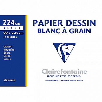 Склейка для рисунка А3 Blanc a Grain 10 л. (224 г/м2), 96186C Clairefontaine Склейка для рисунка А3 Blanc a Grain 10 л. (224 г/м2), 96186C Clairefontaine