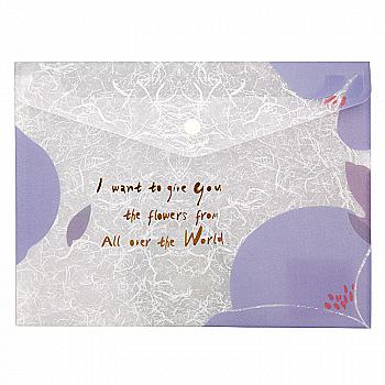 Папка на кнопці А5+, Fleur, лавандова, 1496-11