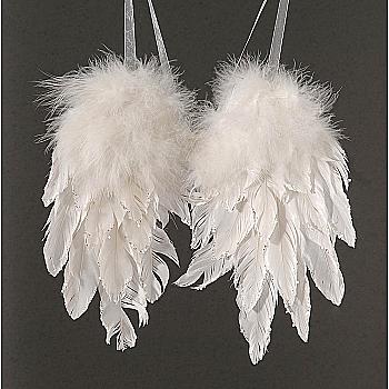 Підвіска новорічна Крила декоративні білі 45 см, 92451