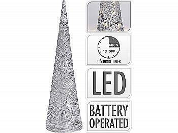 Прикраса новорічна з рафії "Конус" 80 см з LED-підсвіткою (40 ламп), срібний, AMZ100140 Прикраса новорічна з рафії "Конус" 80 см з LED-підсвіткою (40 ламп), срібний, AMZ100140