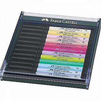 Набір ручок капілярних PITT Brush 12 шт. "Пастель" в пласт. кор., 267420 Faber-Castell Набір ручок капілярних PITT Brush 12 шт. "Пастель" в пласт. кор., 267420 Faber-Castell