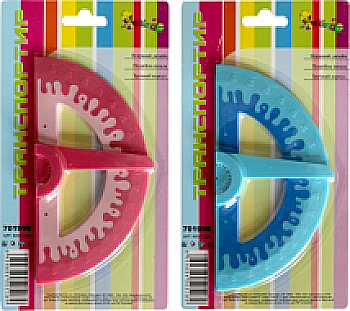Транспортир пластик в блист. 2 цв. Транспортир пластик в блист. 2 цв.