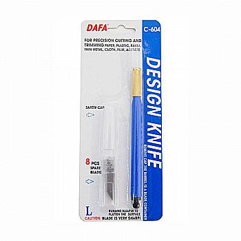 Ніж макетний C-604, пластикова ручка, 8 змінних лез, DAFA Ніж макетний C-604, пластикова ручка, 8 змінних лез, DAFA