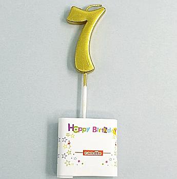 Свеча цифра "7", золото, 5-62683