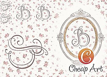 Карта декупажная А4 Буква В, каллиграфия, 45 г/м², 01847