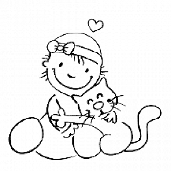 Штамп Девочка с котом, ARTHE626 ТМ "Artemio"