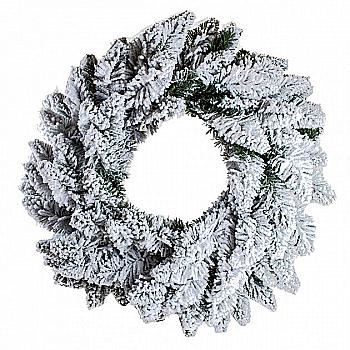 Вінок "Альпійський" d-100 см, засніжений, 904311 Вінок "Альпійський" d-100 см, засніжений, 904311