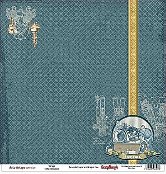 Бумага для скрапбукинга двухсторон Автовинтаж Гараж
