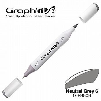 Маркер двосторонній Brushmarker, Нейтральний сірий 6 (9506), GI89506 Graph`it Маркер двосторонній Brushmarker, Нейтральний сірий 6 (9506), GI89506 Graph`it