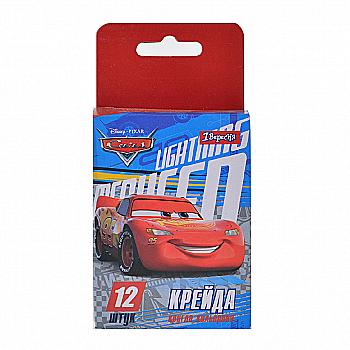 Мел цветной, круглый, 12 шт, "Cars", 400313