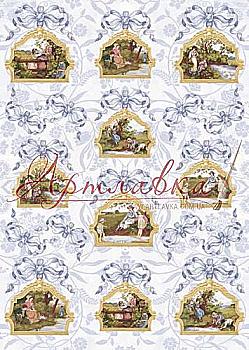 Карта декупажна 50*70 см, Мініатюри в англійському стилі, 80 г/м², CAL.219 F Calambour