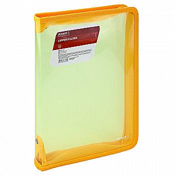 Папка на блискавці B5, об`ємна, прозора жовта, 1802-25 Axent