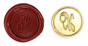 Круглая латунная печать d24 мм – англ. буква "H" с лакированной деревянной ручкой, 40108T