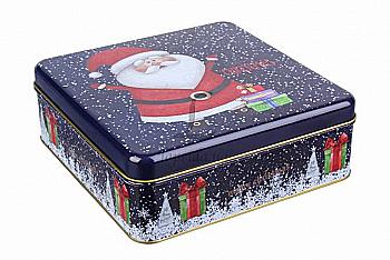 Подарункова коробка новорічна бляшана 17*17*5,8 см, 63-1262