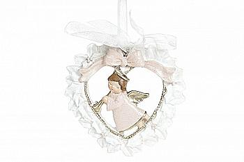 Фігурка підвісна "Ангел" 14 см, білий з рожевим, 890-141 Фігурка підвісна "Ангел" 14 см, білий з рожевим, 890-141