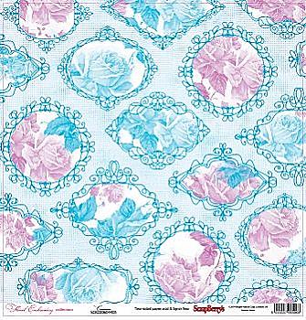 Папір для скрапбукінгу 30,5*30,5 см 180 гр/м двост. Квіткова вишивка. Канва (10)