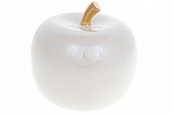 Декоративне яблуко 12,5 см, білий перламутр c золотом, FG2-325