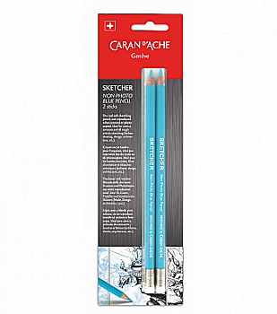 Карандаш Caran d`Ache Sketcher Non-photo голубой, 2 шт в блистере, 903.302 Карандаш Caran d`Ache Sketcher Non-photo голубой, 2 шт в блистере, 903.302