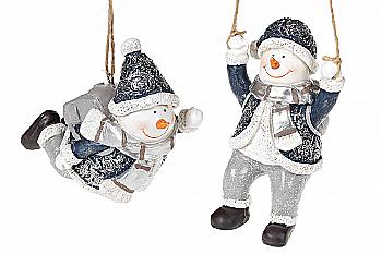 Фігурка підвісна "Сніговик" 12,5 см, синій з білим, 218-907