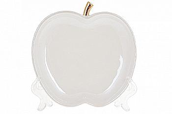 Тарілка порцелянова "Яблуко" 13,5 см, білий перламутр із золотом, FG2-343