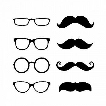 Набір штампів дерев`яних в коробці (вуса+окуляри), 8 шт., 10004127 ТМ "Artemio"