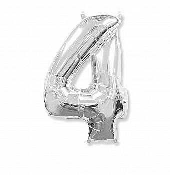 Куля повітряна Цифра 4 срібло Ф, 1207-3272