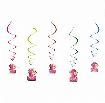 Декорация Подвеска "1st Birthday party" girl, 5 шт, пластмасса, бумага, F-9035406 Декорация Подвеска "1st Birthday party" girl, 5 шт, пластмасса, бумага, F-9035406