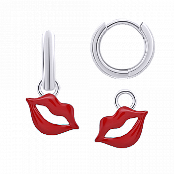 Сережки з підвісами "Губки", червоний, 819555301607 Сережки з підвісами "Губки", червоний, 819555301607