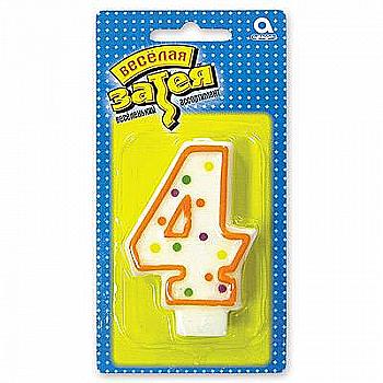 Свічка-цифра 7,6 см "4", 1502-0143