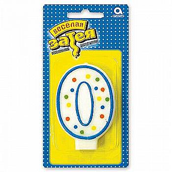 Свічка-цифра 7,6 см "0", 1502-0135