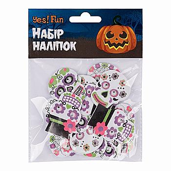 Набор наклеек Yes! Fun Хэллоуин "Милый череп" 12 шт, ЕВА, 973706