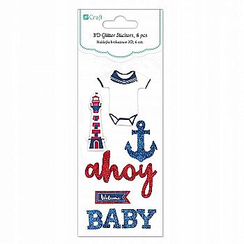 Наклейки 3D с глиттером - Ahoy Baby, красно-синие (6 шт.), DPNB-086 DpCraft Наклейки 3D с глиттером - Ahoy Baby, красно-синие (6 шт.), DPNB-086 DpCraft