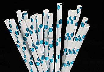 Трубочка д/коктейлей голубой горох, 5-63376