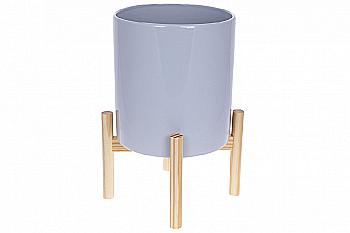 Кашпо керамічне "Флора" 37 см, сірий глянець, 733-459