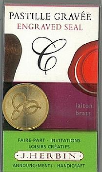 Кругла латунна печатка d24 мм англ. літера "C", 40303T