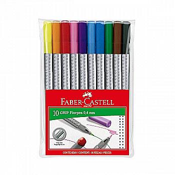 Набор ручек каппилярных 0,4 мм Grip 10 цв., 151610 Faber-Castell Набор ручек каппилярных 0,4 мм Grip 10 цв., 151610 Faber-Castell