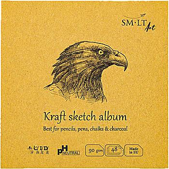 Альбом для ескізів Authentic 14*14 см, 90 г/м², 48 арк, коричневий папір, Smiltainis Альбом для ескізів Authentic 14*14 см, 90 г/м², 48 арк, коричневий папір, Smiltainis