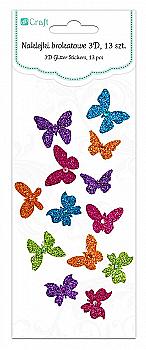 Наліпки 3D з блискітками Метелики (13 шт.), DPNB-012 DpCraft