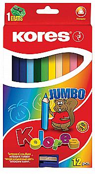 Олівці кольорові, трикутні, Jumbo 5мм,з чинкою,12шт. (К93512,К100712)