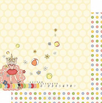 Папір для скрапбукінгу 30,5*30,5 см 180 гр/м двост. З Днем Народження! Свято дитинства