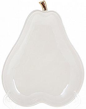 Тарілка порцелянова "Груша" 17 см, білий перламутр із золотом, FG2-374