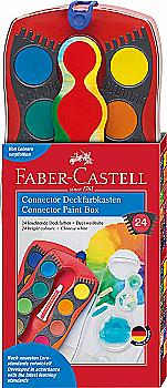 Фарби акварельні сухі 24 кол. Connector, червон. корпус, 125031 Faber-Castell Фарби акварельні сухі 24 кол. Connector, червон. корпус, 125031 Faber-Castell