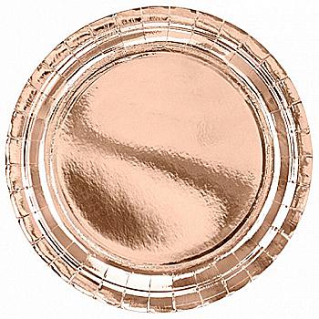 Тарілка фольгована рожеве золото, 23 см 6 од, 3502-3662