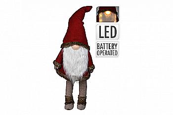 Прикраса новорічна Фігурка "Гном з довгою LED-бородою" червоний, AQS000130 Прикраса новорічна Фігурка "Гном з довгою LED-бородою" червоний, AQS000130