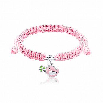 Браслет плетеный "Птичка", розовый, 419541600611